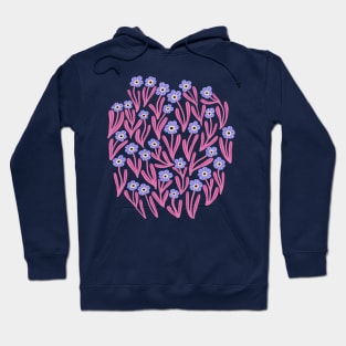 Cute minimalist ditsy flowers in blue and pink Hoodie